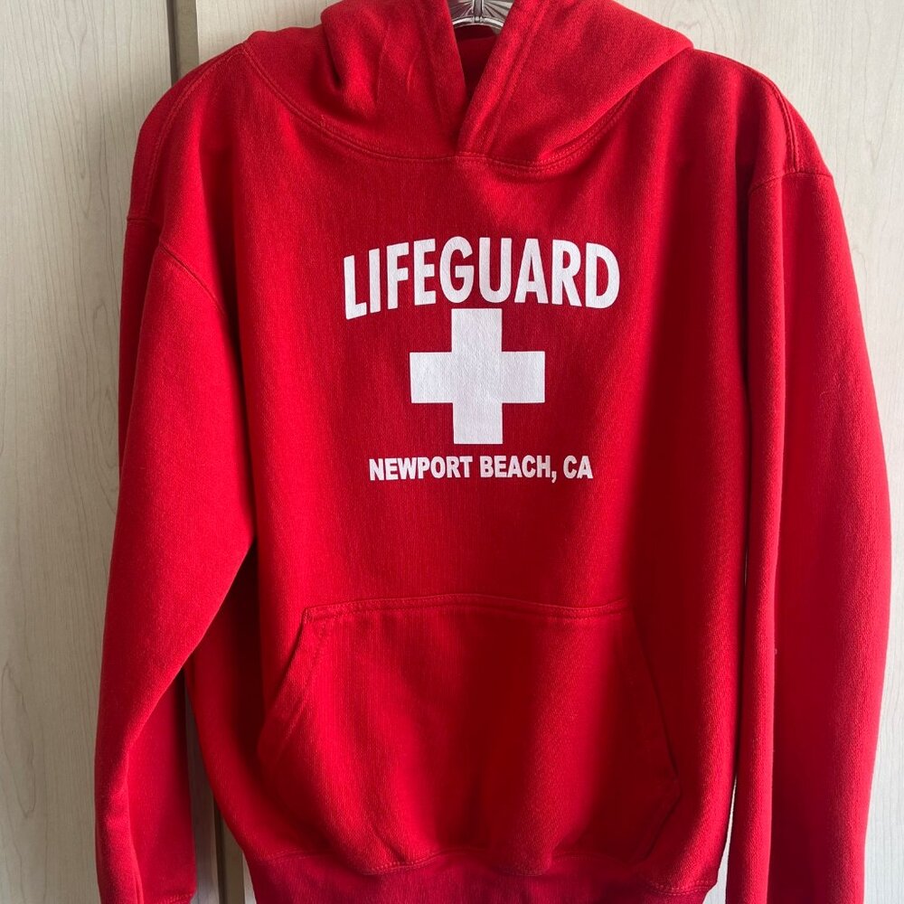 Official Lifeguard Drawstring‎ Hoodie from Newport Beach CA Adult Small Youth XL